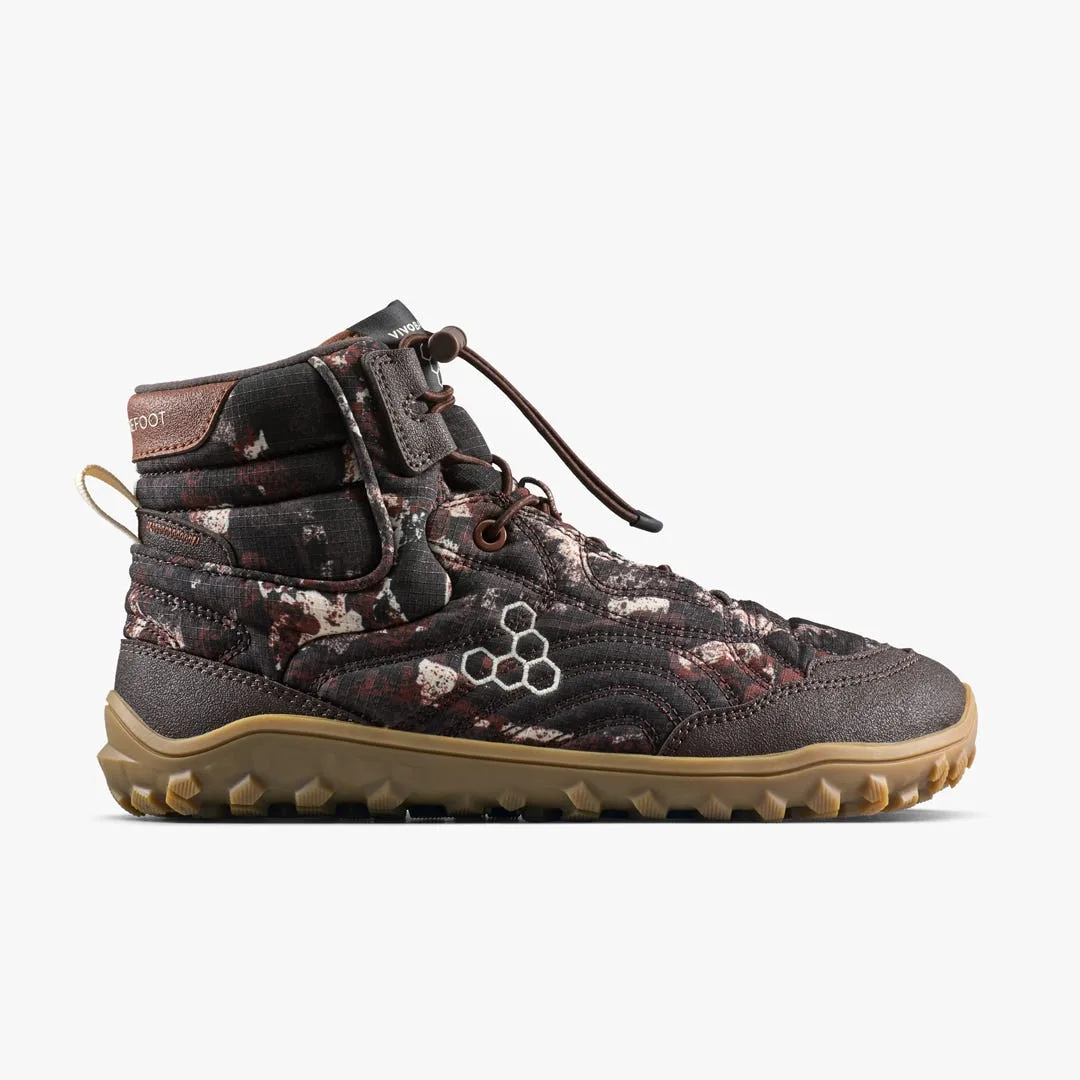 Ботинки Vivobarefoot Tracker Tova Mid — женская модель, серо-коричневый с узором
